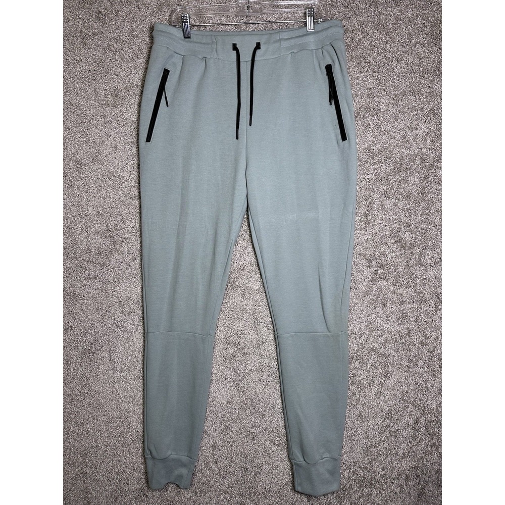 Maison Article Particle Tech Fleece Joggers Light Green Zip Pocket‎ Mens Size L